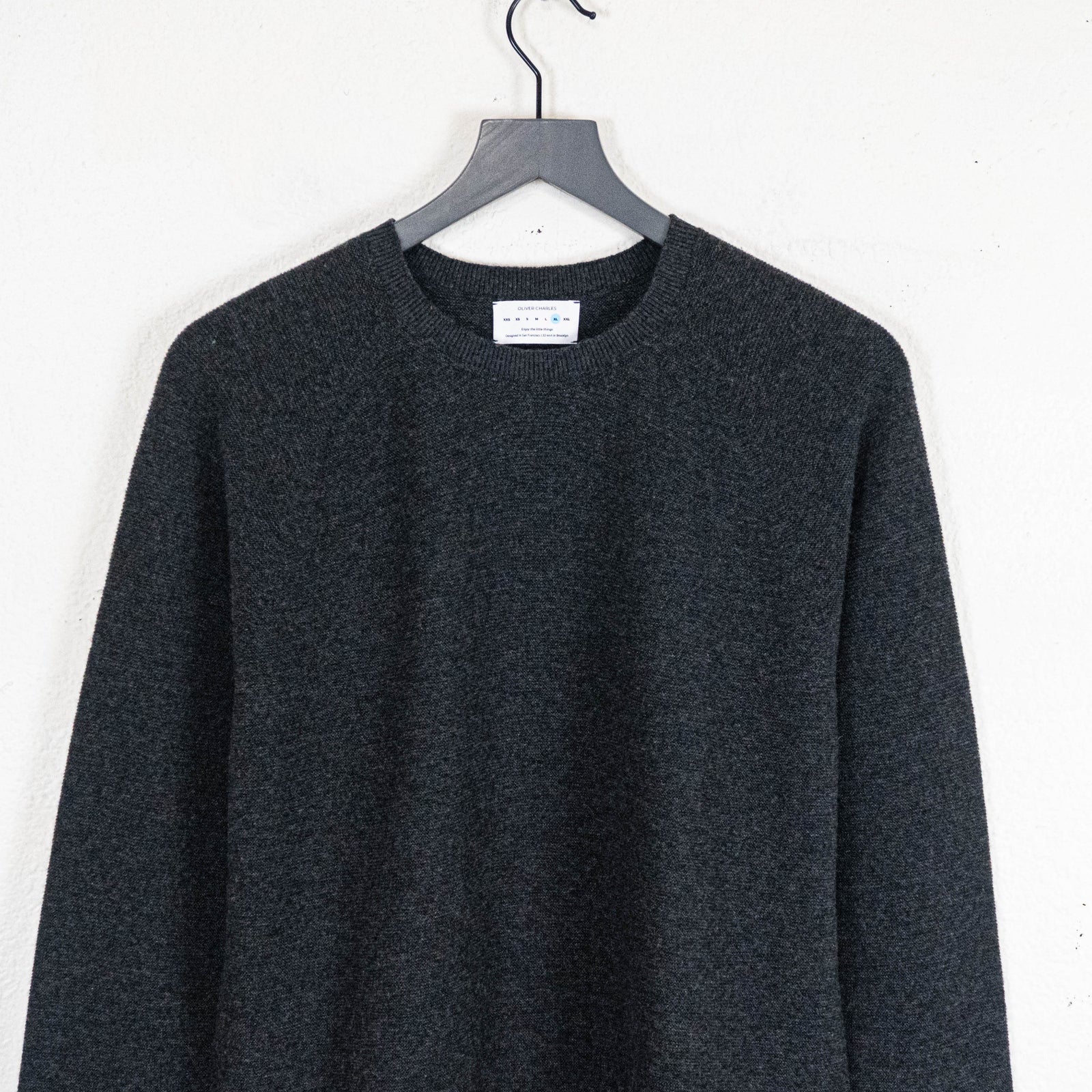 Oliver Charles Merino Khullu All Season Crew Neck Sweater Charcoal — image 7 of 8